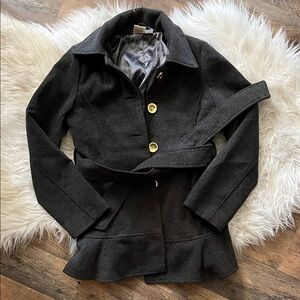 Canyon river Blues size 10/12 little girls pea coat with tie charcoal gray